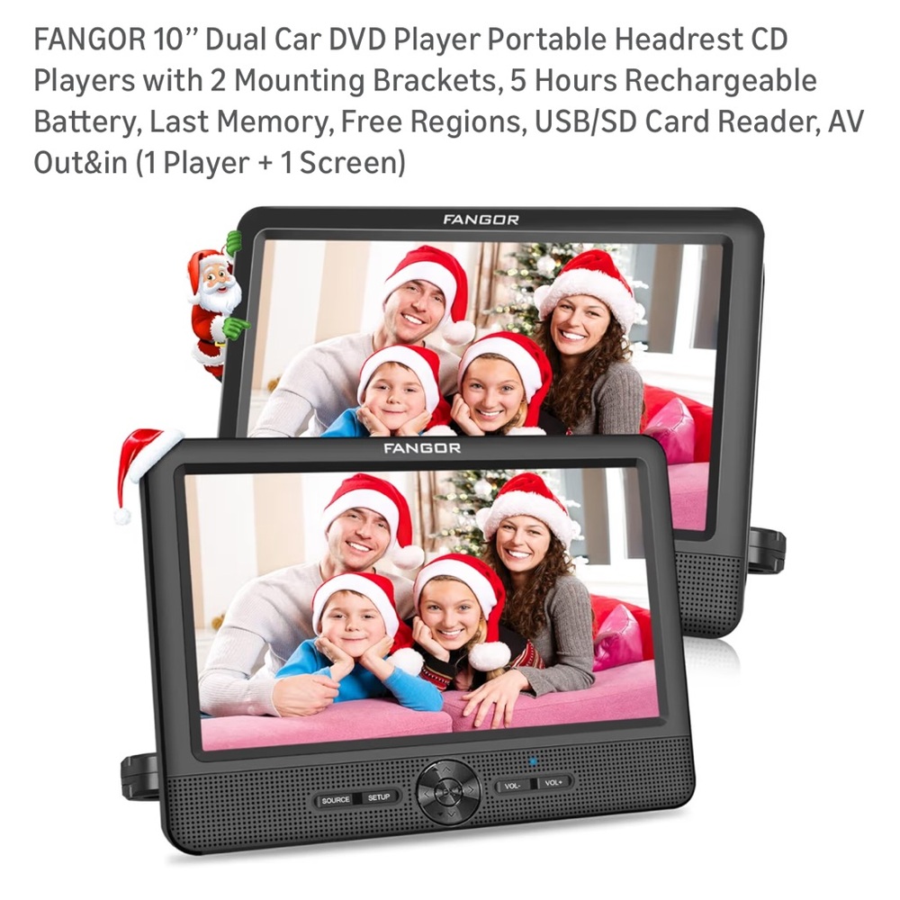 FANG 10” Dual Screen Portable DVD Player - Black